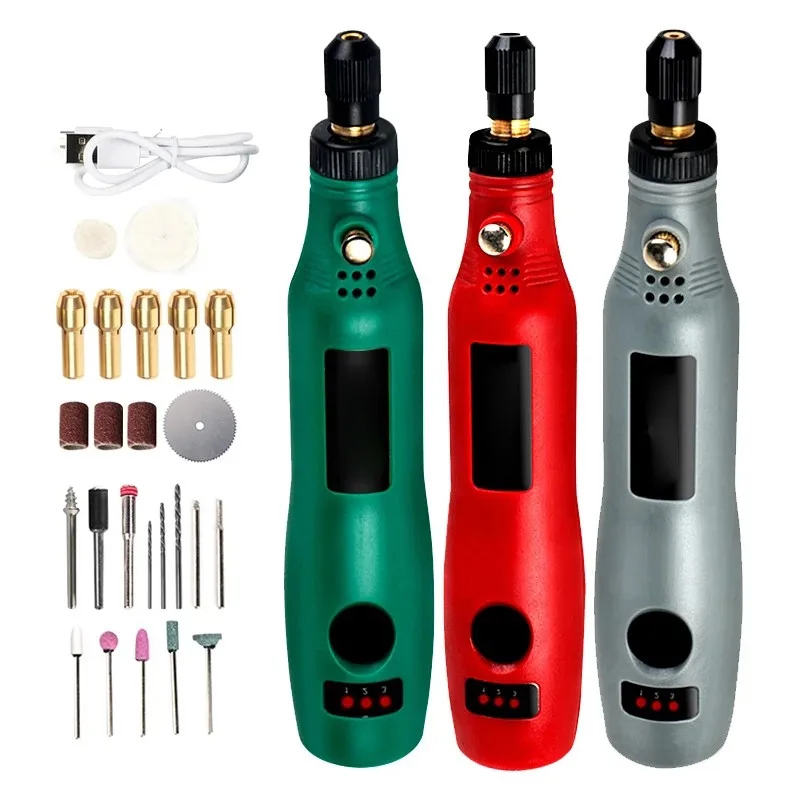 28pcs Mini Electric Drill Power Tools 3.7V Multifuctional Grinder Grinding Accessories Set 3 Speed Engraving Pen For Polishing
28pcs Mini Electric Drill Power Tools 3.7V Multifuctional Grinder Grinding Accessories Set 3 Speed Engraving Pen For Polishing