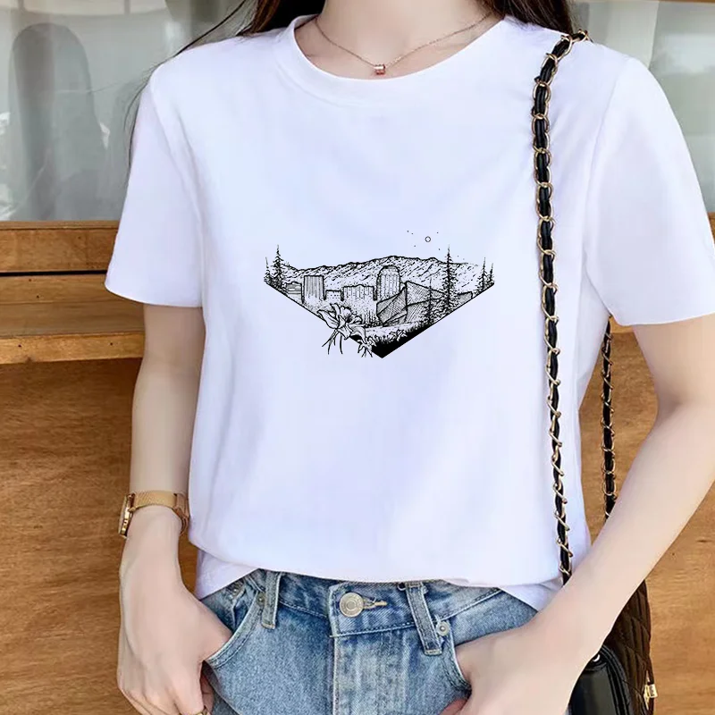 Simple field scenery Printed T Shirt Women Fashion T-shirt Top Summer Graphic Casual t shirt women New Style White Tees Female
Simple field scenery Printed T Shirt Women Fashion T-shirt Top Summer Graphic Casual t shirt women New Style White Tees Female