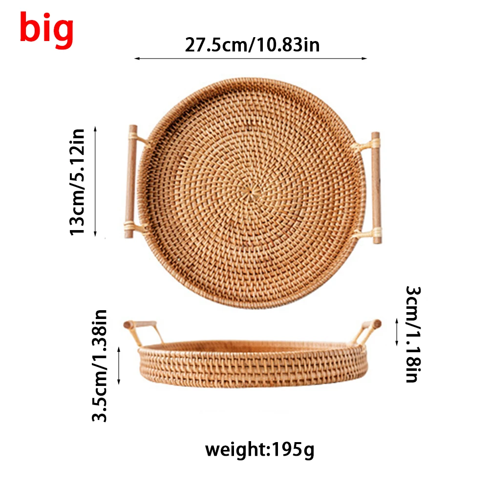 Handwoven Rattan Storage Basket Round High Wall Severing Tray Food Storage Platters Plate Over Handles For Drink Coffee Tea 22cm
Handwoven Rattan Storage Basket Round High Wall Severing Tray Food Storage Platters Plate Over Handles For Drink Coffee Tea 22cm