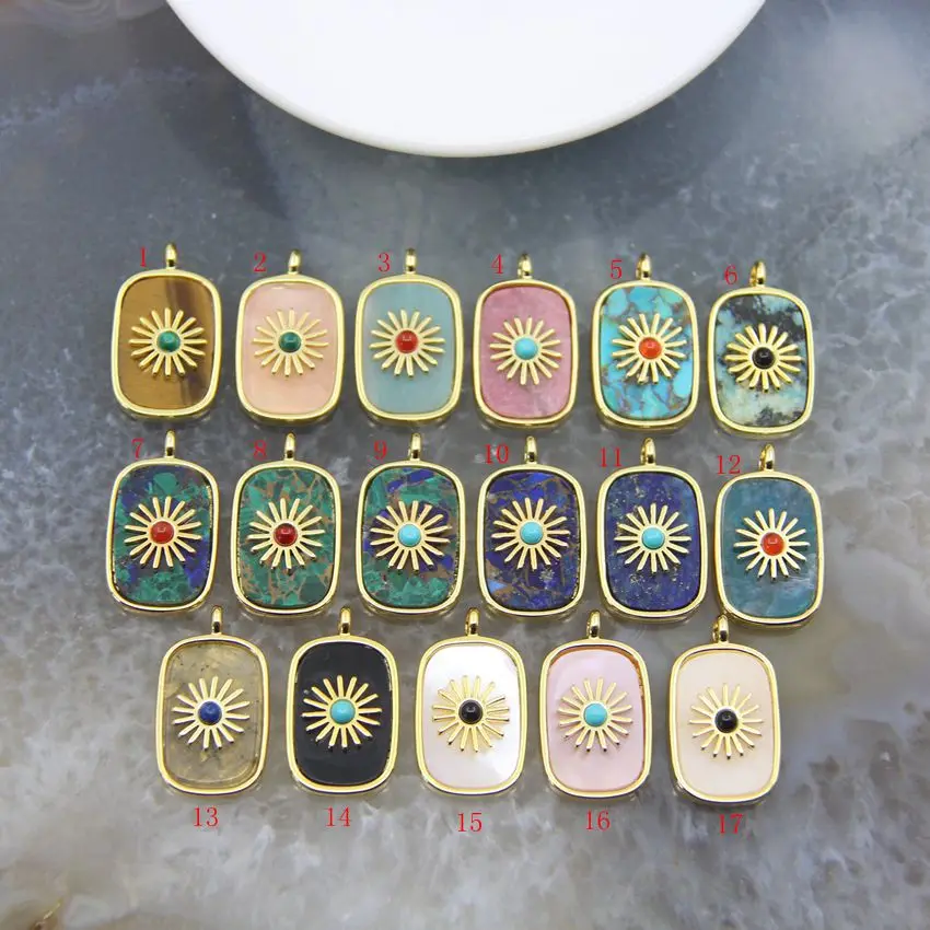 Natural Quartz Crystal Paved Sun Flower Rectangle Pendants,For Women Jewelry Making DIY Necklace Earring Accessories
Natural Quartz Crystal Paved Sun Flower Rectangle Pendants,For Women Jewelry Making DIY Necklace Earring Accessories