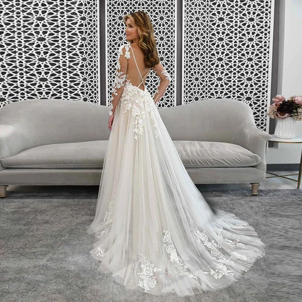 Ivory Boho Wedding Dresses For Women Backless Spaghetti Straps Beach Bridal Gowns Custom Made Robe De Mariee Full Sleeves Dress
Ivory Boho Wedding Dresses For Women Backless Spaghetti Straps Beach Bridal Gowns Custom Made Robe De Mariee Full Sleeves Dress