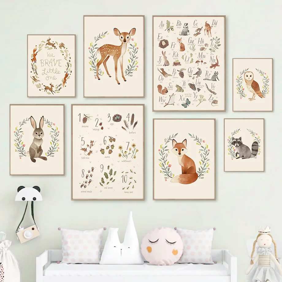 Number ABC Deer Fox Rabbit Raccoon Owl Nursery Wall Art Canvas Painting Nordic Posters And Prints Wall Pictures Kids Room Decor
Number ABC Deer Fox Rabbit Raccoon Owl Nursery Wall Art Canvas Painting Nordic Posters And Prints Wall Pictures Kids Room Decor