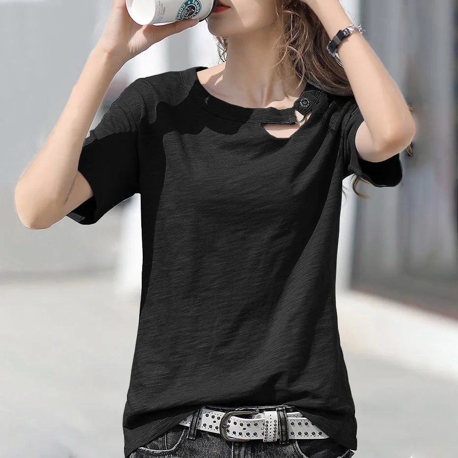 50% Cotton T Shirt Woman Summer Short Sleeve T-shirt Woman Korean Style Plus Size Shirt 2021 Fashion New O Neck Women Shirts
50% Cotton T Shirt Woman Summer Short Sleeve T-shirt Woman Korean Style Plus Size Shirt 2021 Fashion New O Neck Women Shirts