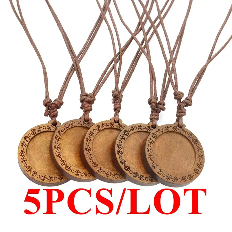 5PCS/LOT Blank Pendant Base Vintage Wooden Pendant Rope Chain Necklace Tray Diy Pendant Necklace Accessories Jewelry Making
5PCS/LOT Blank Pendant Base Vintage Wooden Pendant Rope Chain Necklace Tray Diy Pendant Necklace Accessories Jewelry Making