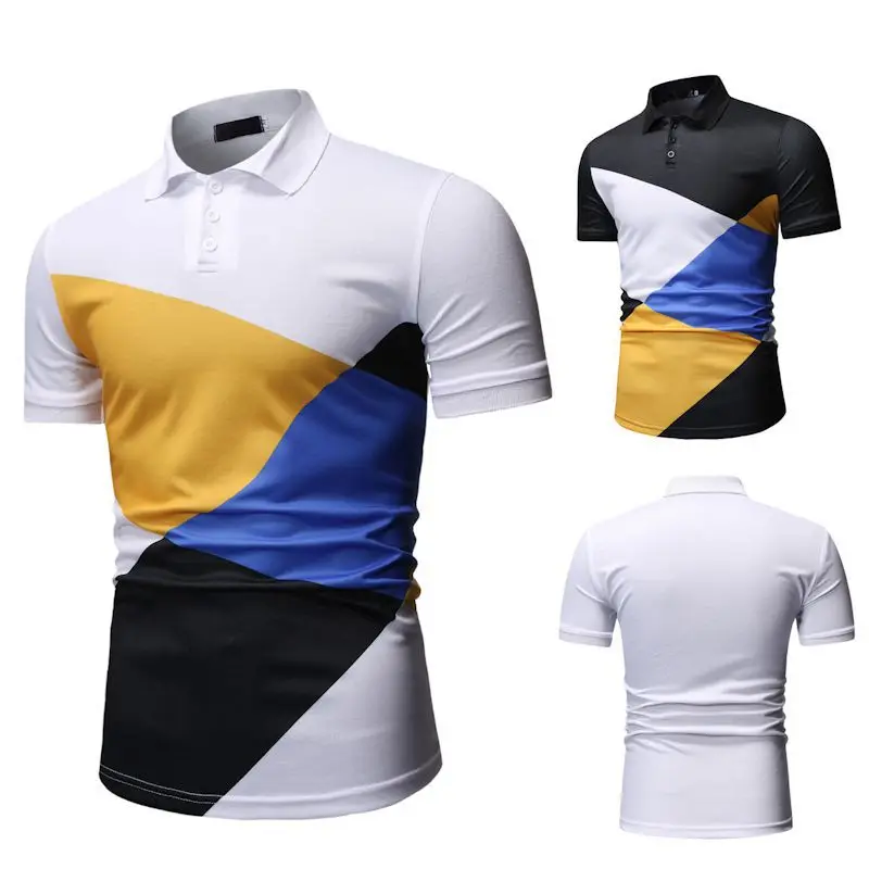 Men's Polo Shirt Short Sleeved Turn Down Collar Color Matching Pullover T-Shirt Casual Patchwork Slim Type Tops for Summer
Men's Polo Shirt Short Sleeved Turn Down Collar Color Matching Pullover T-Shirt Casual Patchwork Slim Type Tops for Summer