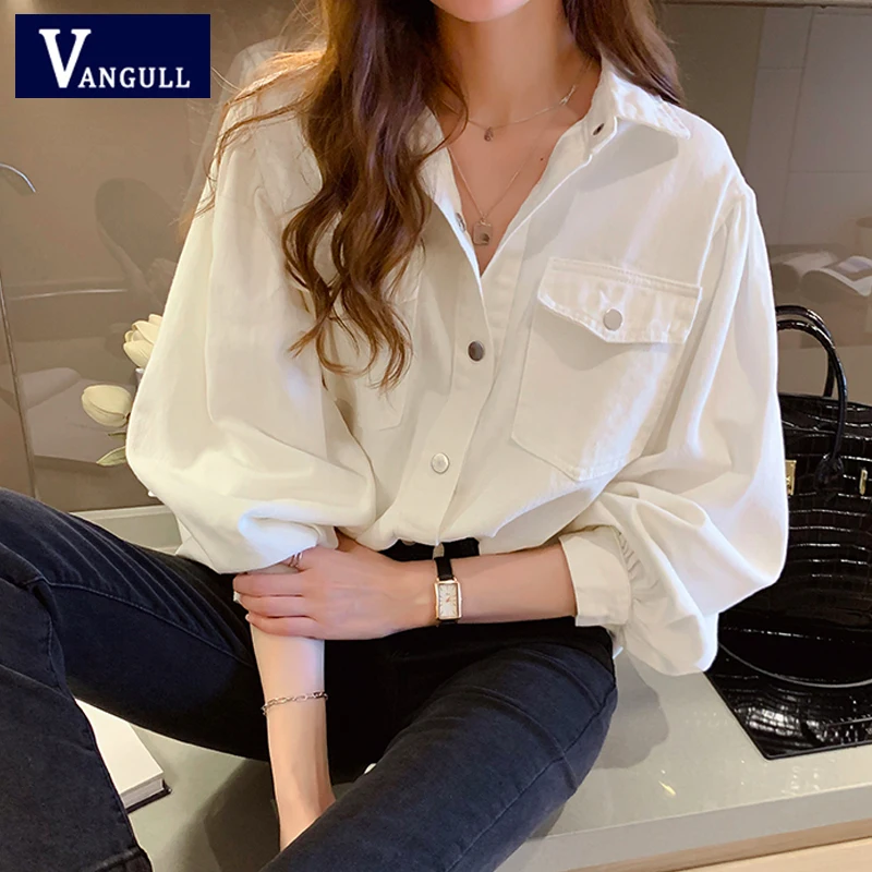 Vangull Casual Solid Shirts Women 2021 Spring Turn-down Collar Single Breasted Loose Blouses Elegant Fashion Workwear Shirt Tops
Vangull Casual Solid Shirts Women 2021 Spring Turn-down Collar Single Breasted Loose Blouses Elegant Fashion Workwear Shirt Tops