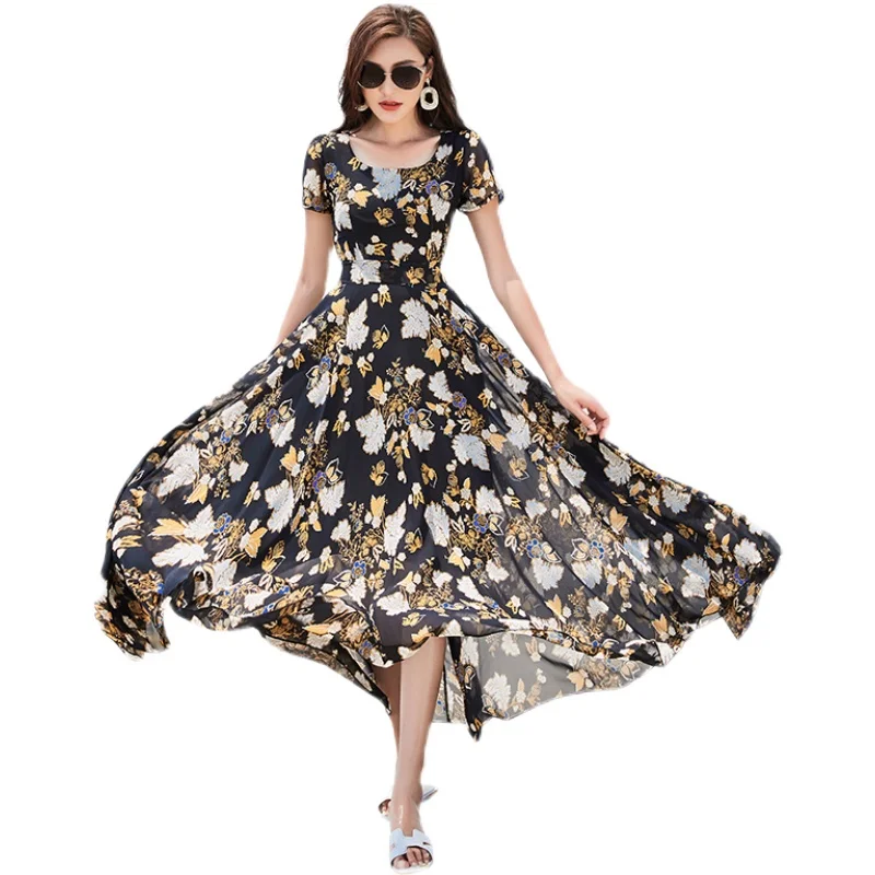 2021 New Summer Beach Dress for Women Fashion Casual O-Neck Short Sleeve Female Elegant White Print Chiffon Party Dress Vestidos
2021 New Summer Beach Dress for Women Fashion Casual O-Neck Short Sleeve Female Elegant White Print Chiffon Party Dress Vestidos