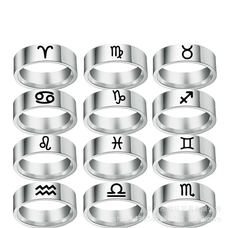 12 Zodiac Ring Aries Taurus Gemini Cancer Virgo Libra Scorpius Sagittarius Capricornus Wedding Stainless Steel Rings Jewelry
12 Zodiac Ring Aries Taurus Gemini Cancer Virgo Libra Scorpius Sagittarius Capricornus Wedding Stainless Steel Rings Jewelry