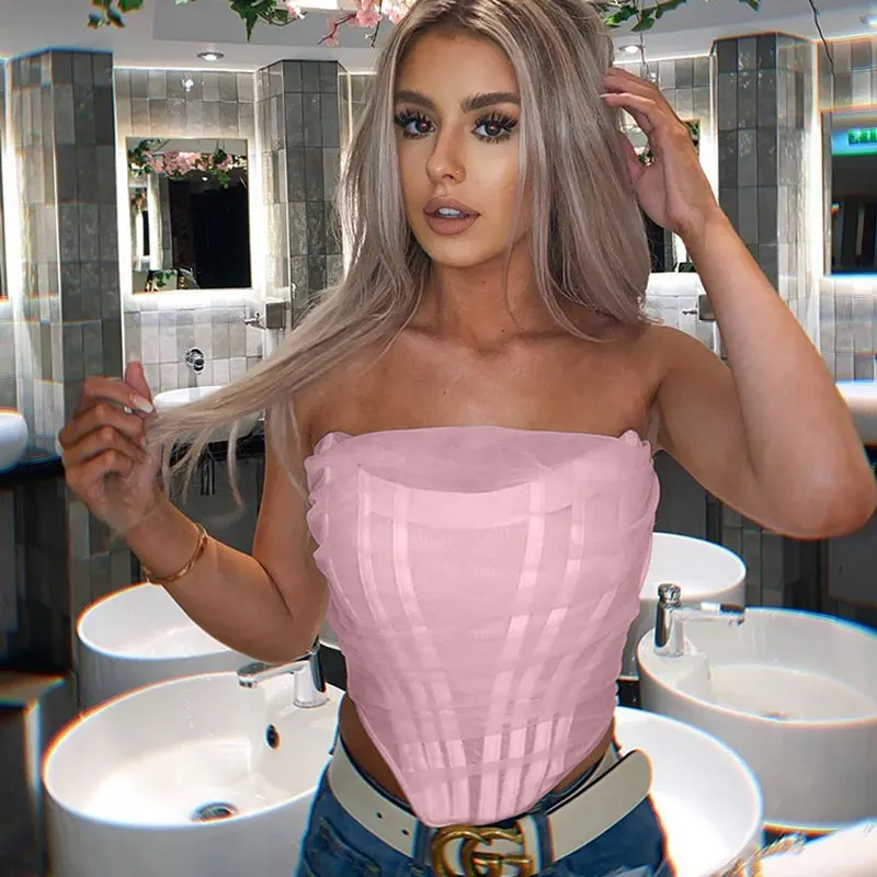 2021 Spring/Summer Women's Vest Fashion Fishbone Mesh Corset Solid Color Sexy Short Vest Tube Tops Strapless Top Cute Y2k
2021 Spring/Summer Women's Vest Fashion Fishbone Mesh Corset Solid Color Sexy Short Vest Tube Tops Strapless Top Cute Y2k