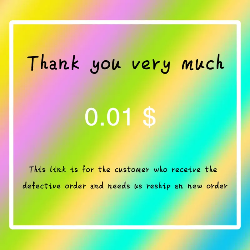 Эта ссылка не касается реального товара для клиента, который получает бракованный заказ и нуждается в повторном отправке нового заказа
Эта ссылка не касается реального товара для клиента, который получает бракованный заказ и нуждается в повторном отправке нового заказа
