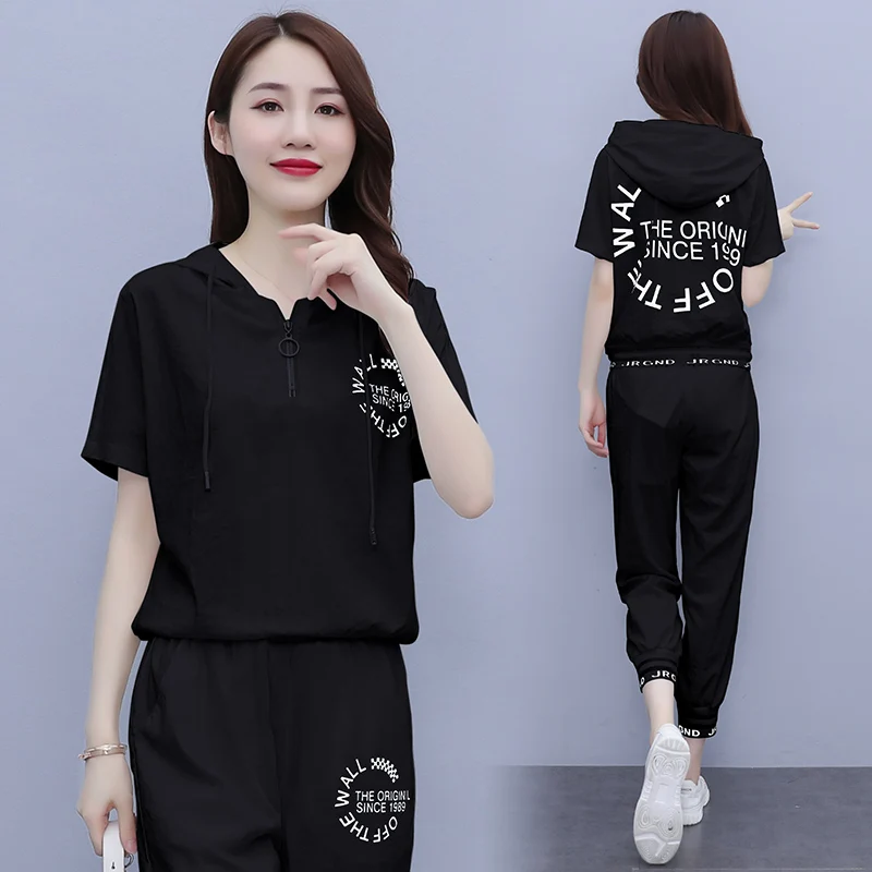 Sportswear Suits Summer 2021 New Trendy Brand Fashion Short Sleeved Ice Silk Cotton Linen Two Piece Sets Women Clohtes
Sportswear Suits Summer 2021 New Trendy Brand Fashion Short Sleeved Ice Silk Cotton Linen Two Piece Sets Women Clohtes