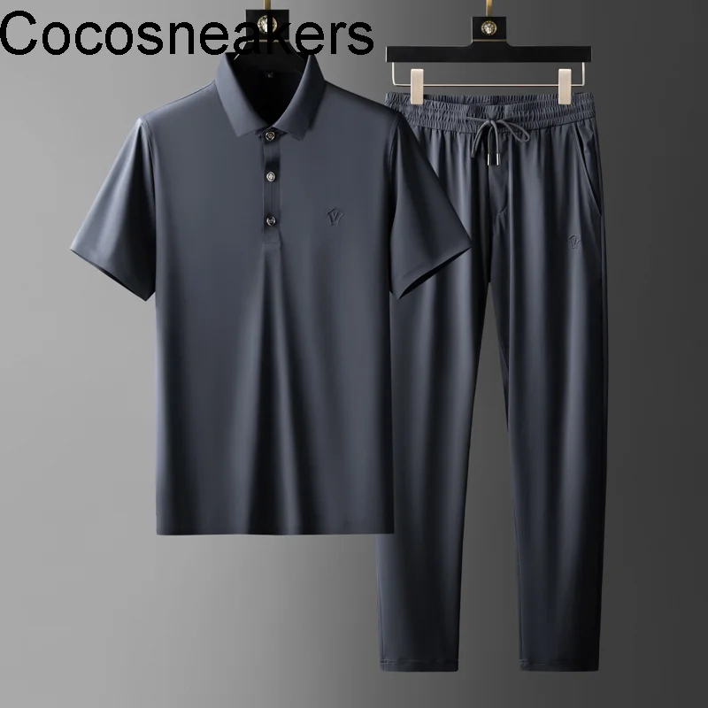 Summer high-end anti wrinkle ice two-piece set men's Lapel ultra-thin elastic short sleeve rubber pressing sports leisure suit
Summer high-end anti wrinkle ice two-piece set men's Lapel ultra-thin elastic short sleeve rubber pressing sports leisure suit