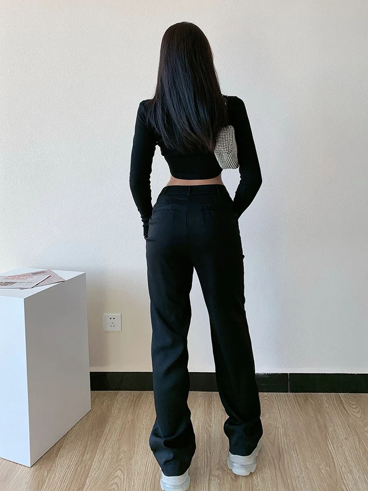 TVVOVVIN Street Black Loose Vertical Suit Pants All-match High Waist Slimming Casual Straight Trousers For Women DSWL
TVVOVVIN Street Black Loose Vertical Suit Pants All-match High Waist Slimming Casual Straight Trousers For Women DSWL