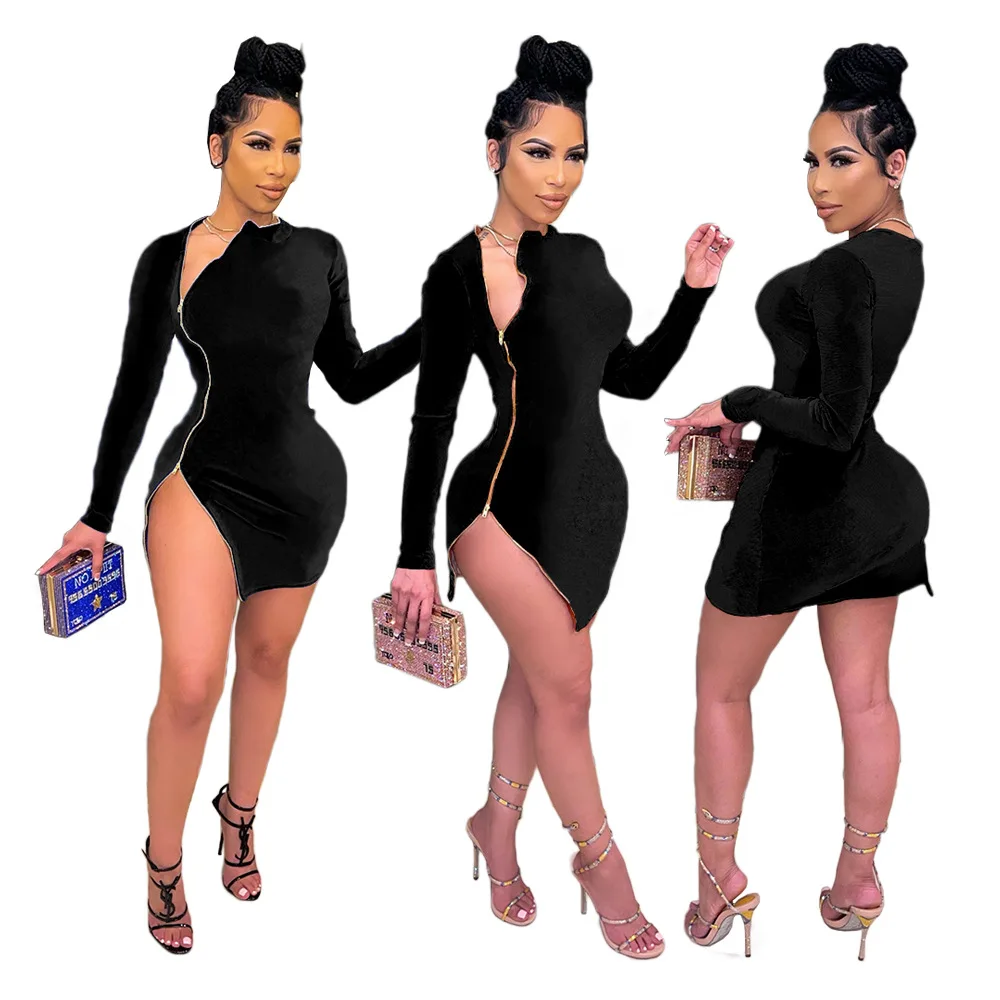 2021 New Temperament Fashion Sexy Round Neck Double Zipper Slim Long Sleeve Autumn and Winter Solid Color Short Skirt Dress
2021 New Temperament Fashion Sexy Round Neck Double Zipper Slim Long Sleeve Autumn and Winter Solid Color Short Skirt Dress