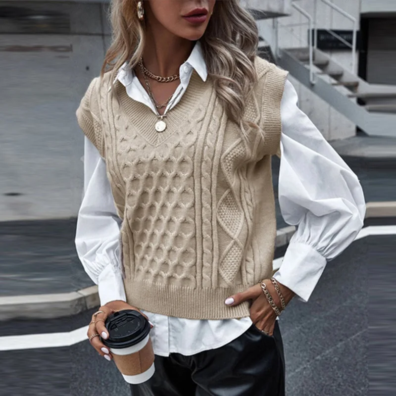 Women's Sweater Vest Solid V-neck Knitting Vests Sleeveless Autumn Winter 2021 Flower Hollow Elegant Spliced Plaid Casual Tops
Women's Sweater Vest Solid V-neck Knitting Vests Sleeveless Autumn Winter 2021 Flower Hollow Elegant Spliced Plaid Casual Tops