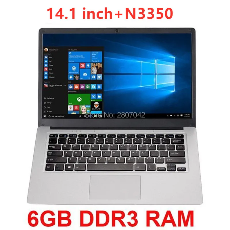 

2022 Cheap 14.1 inch Student Laptop 6GB RAM 64GB Notebook N3350 Quad Core Ultrabook With Webcam Bluetooth WiFi