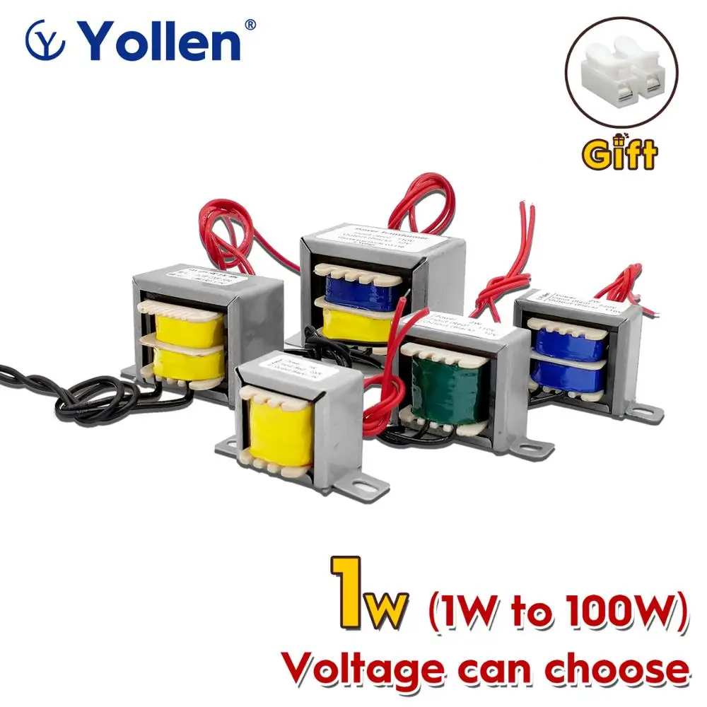 

EI 1W Power Transformer 1VA Audio Voltage Customized 220V/380V/110V to 9V/12V/15V/18V/24V/110V Dual Output Isolation Copper DIY