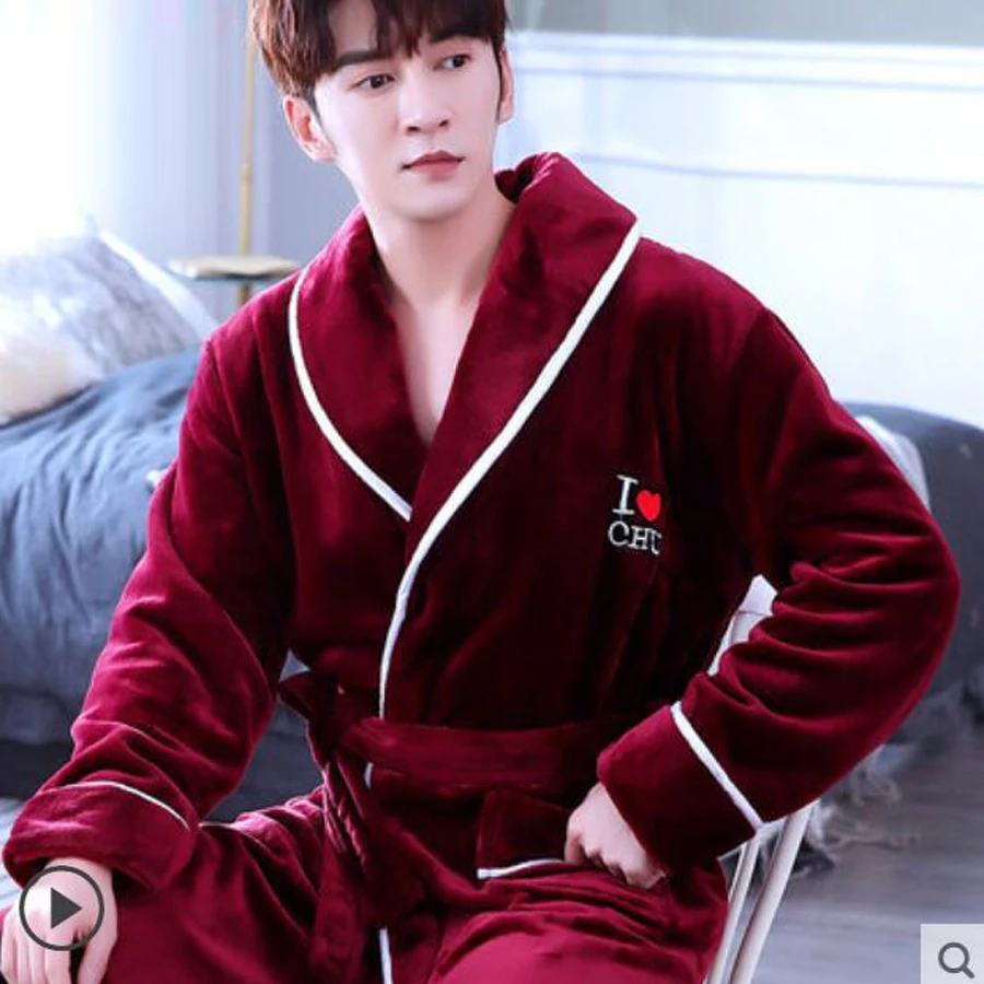Flannel Men Nightwear Negligee Winter Coral Fleece Gown Sleepwear Home Clothing Thick Bathrobe Belt Pocket Nightgown Homewear
Flannel Men Nightwear Negligee Winter Coral Fleece Gown Sleepwear Home Clothing Thick Bathrobe Belt Pocket Nightgown Homewear