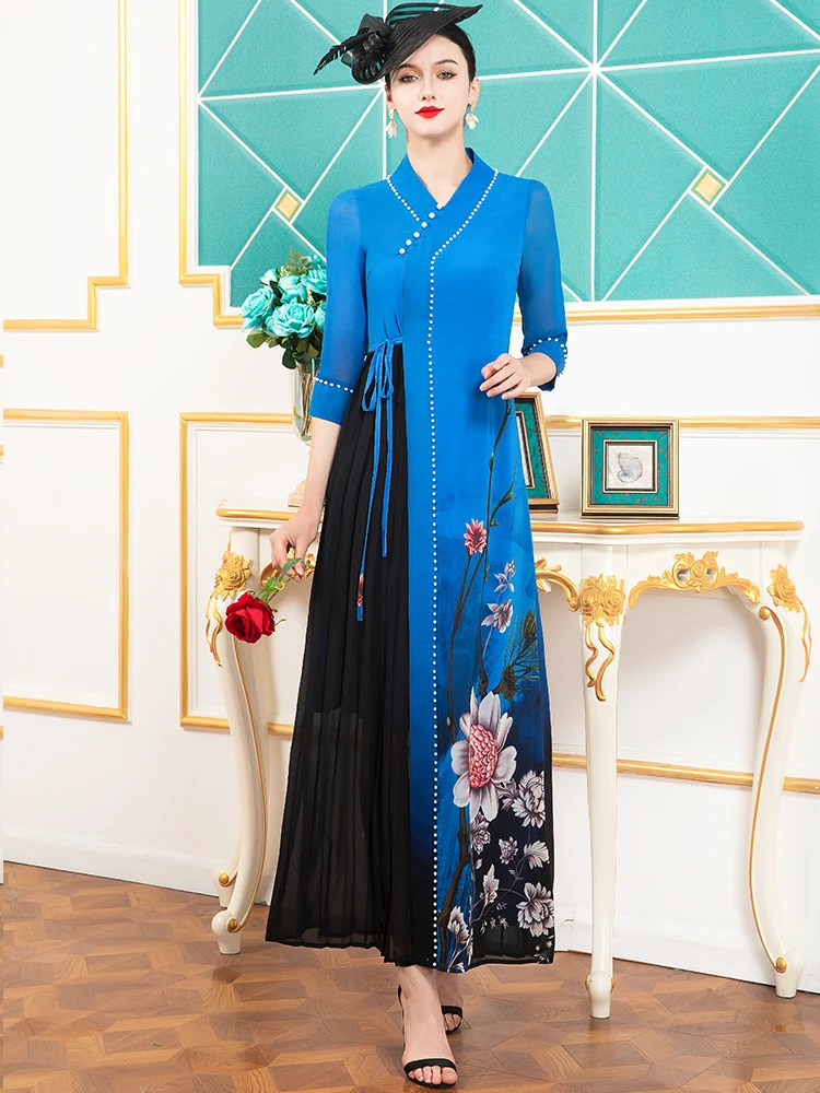 2021 Fashion Spring Autumn Chiffon Chinese Style Long Dress Women Embroidered Flares Maxi Dress Birthday Dress for Women DZ2779
2021 Fashion Spring Autumn Chiffon Chinese Style Long Dress Women Embroidered Flares Maxi Dress Birthday Dress for Women DZ2779
