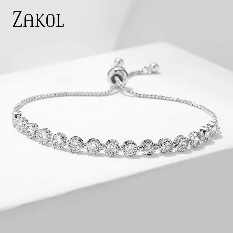 ZAKOL Women's Classic Shiny Small Round Cubic Zirconia Adjustable Tennis Chain Link Bracelets for Women Fashion Party Jewelry
ZAKOL Women's Classic Shiny Small Round Cubic Zirconia Adjustable Tennis Chain Link Bracelets for Women Fashion Party Jewelry