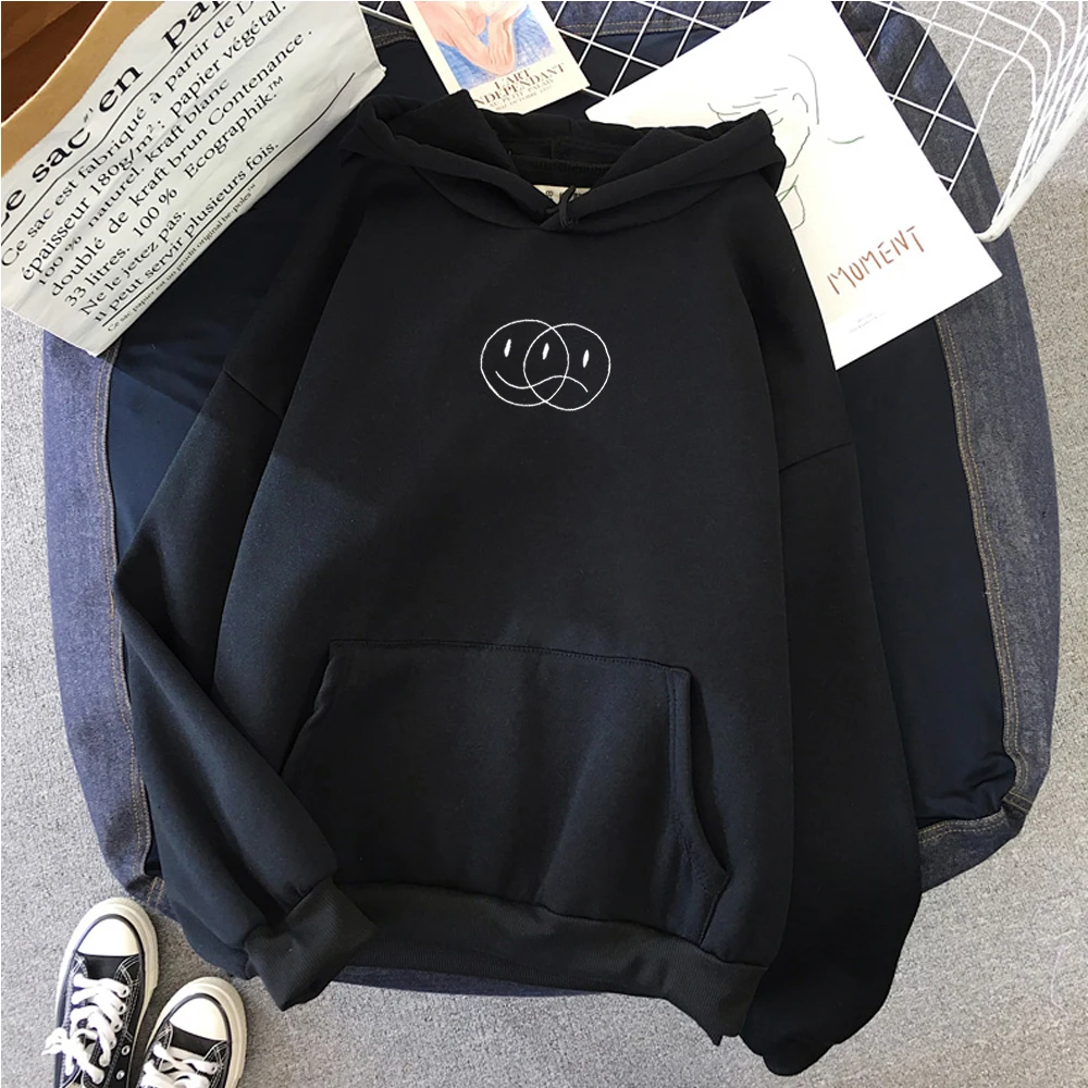 Korean street clothes smile sad face line hoodie sweatshirt ladies casual pullover hip-hop long-sleeved print top women
Korean street clothes smile sad face line hoodie sweatshirt ladies casual pullover hip-hop long-sleeved print top women
