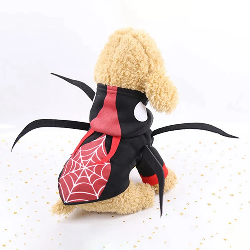 Pet Halloween Funny Spider Cosplay Coat Dogs Puppy 2-legged Hooded For Cold Weather | Дом и сад