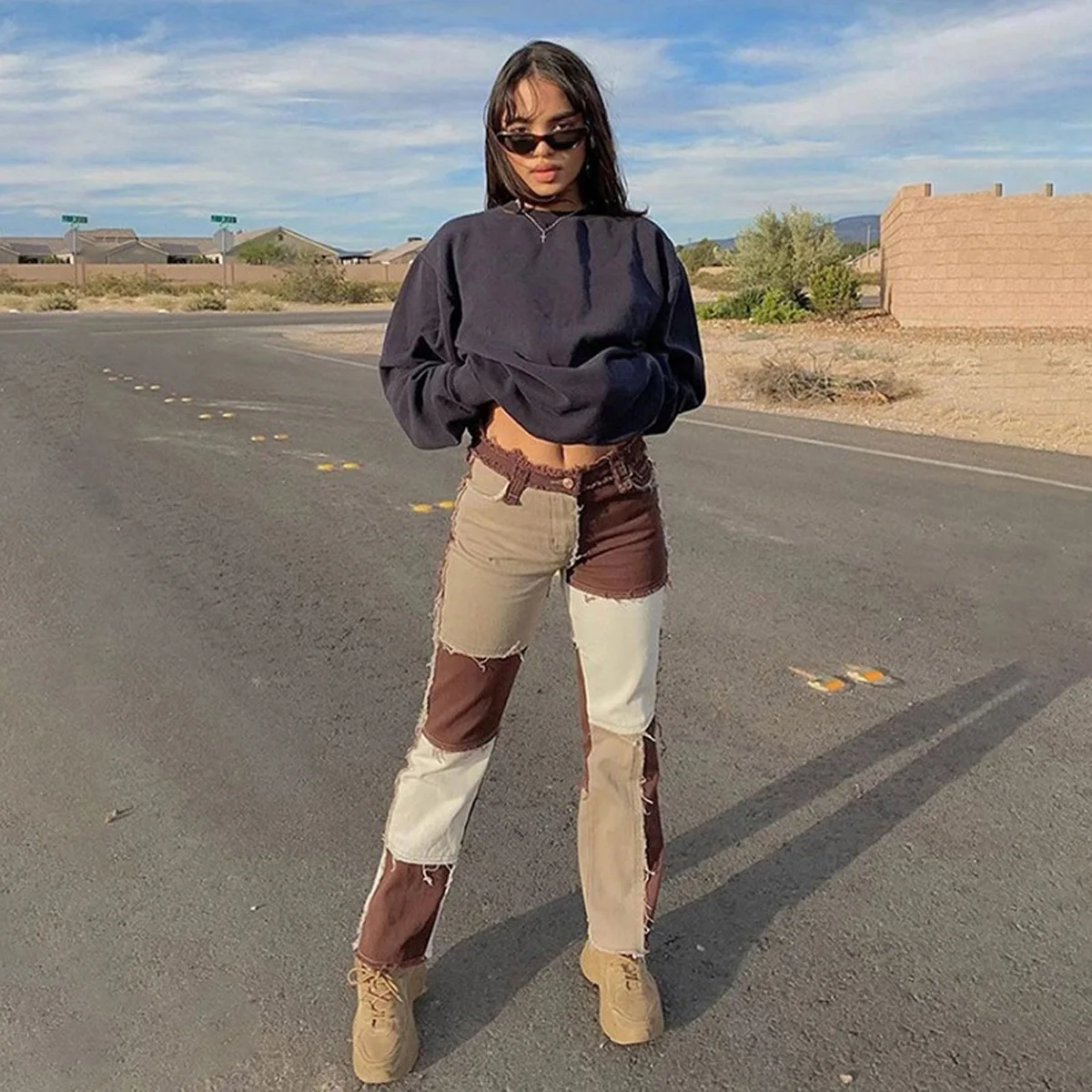 FAKUNTN 2021 Autumn Patchwork High Waist Straight Jeans Woman Pants Casual Denim Trousers Color Block Brown Streetwear Pants
FAKUNTN 2021 Autumn Patchwork High Waist Straight Jeans Woman Pants Casual Denim Trousers Color Block Brown Streetwear Pants