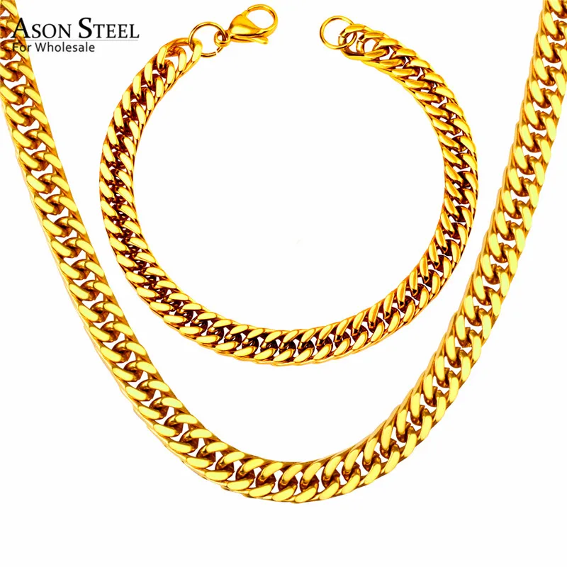 Набор ювелирных изделий ASON steel для женщин/мужчин 7 мм золотого/серебряного цвета