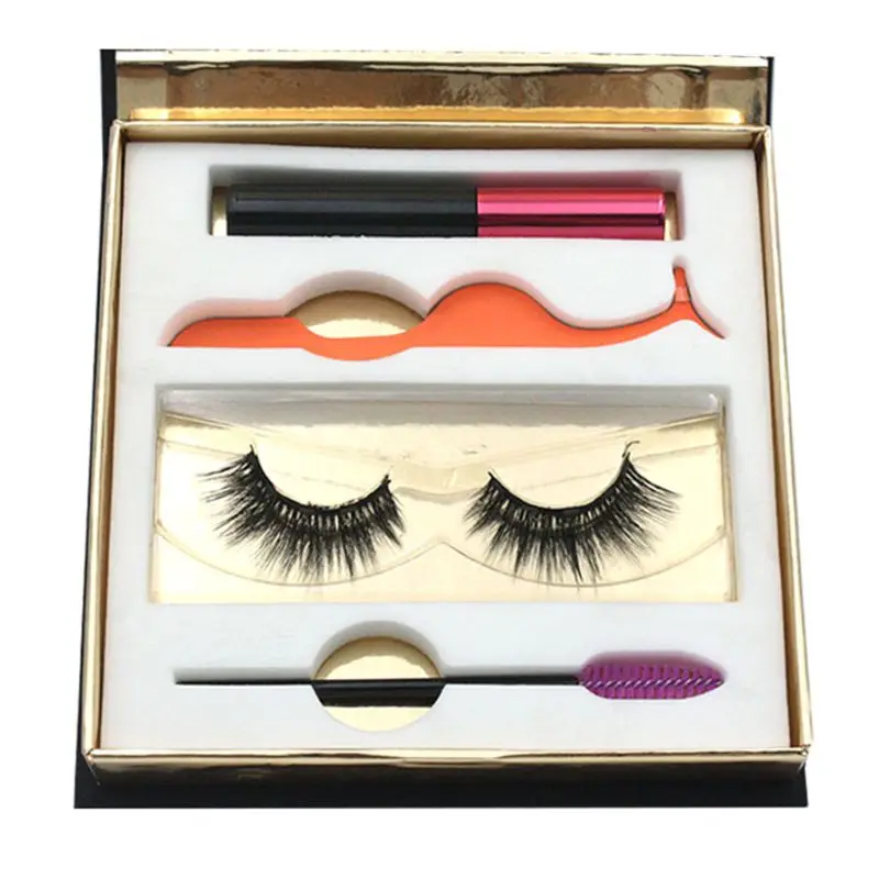 Magnetic Eyeliner with 3D Eyelash False Eyelashes Tweezer Brush Set Long Lasting Extension | Красота и здоровье