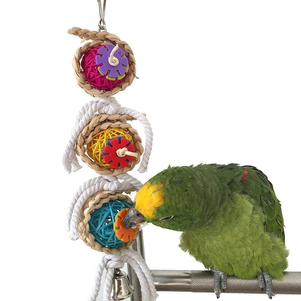 

Bird Rattan Balls Chew Toy for Parrot Macaw African Greys Budgies Parakeet Cockatoo Cockatiels Conure Lovebirds Cage