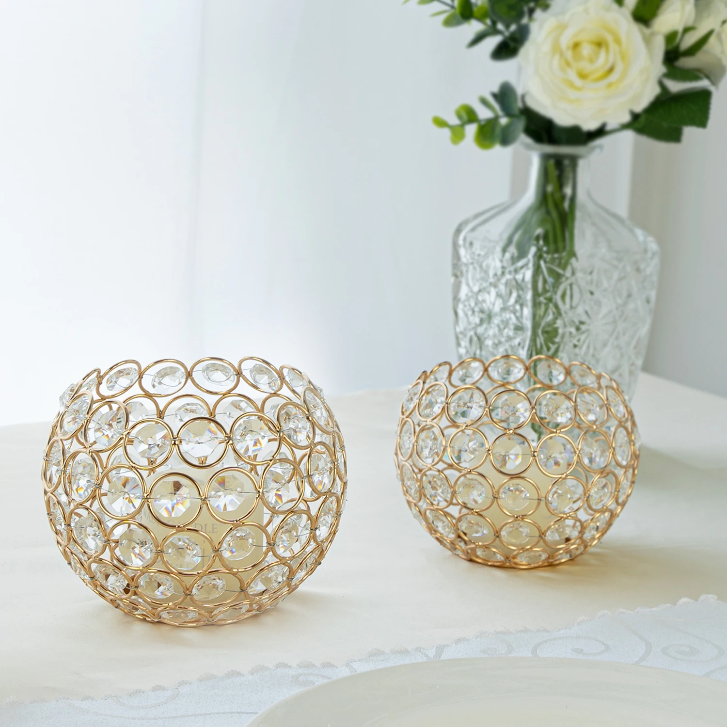 Gold Candle Holders Set of 2pcs Crystal Bowl Candleholders for Wedding Decoration Table Centerpieces Anniversary Celebration 
Gold Candle Holders Set of 2pcs Crystal Bowl Candleholders for Wedding Decoration Table Centerpieces Anniversary Celebration