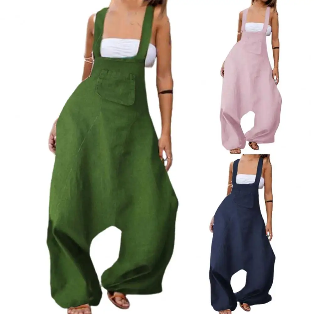 Jumspuit Sleeveless Baggy Overalls Women Solid Color Wide Leg Dungarees Romper for Street
Jumspuit Sleeveless Baggy Overalls Women Solid Color Wide Leg Dungarees Romper for Street