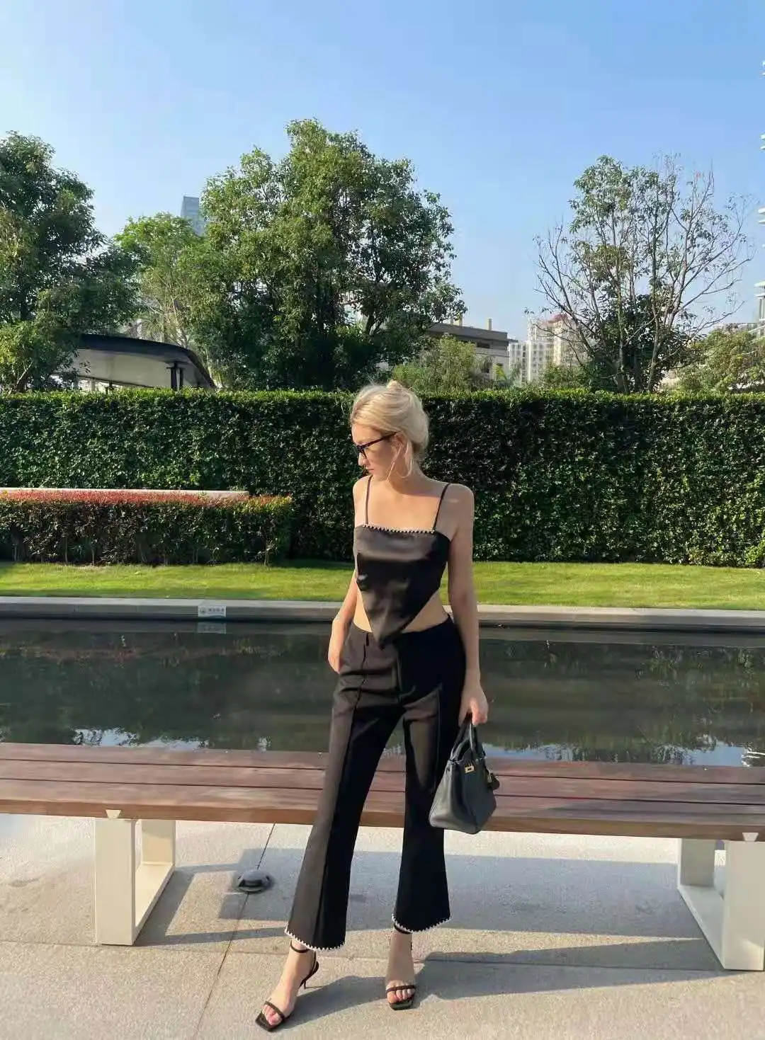 Summer 2021 new diamond-studded camisole womens tops and blouses satin top