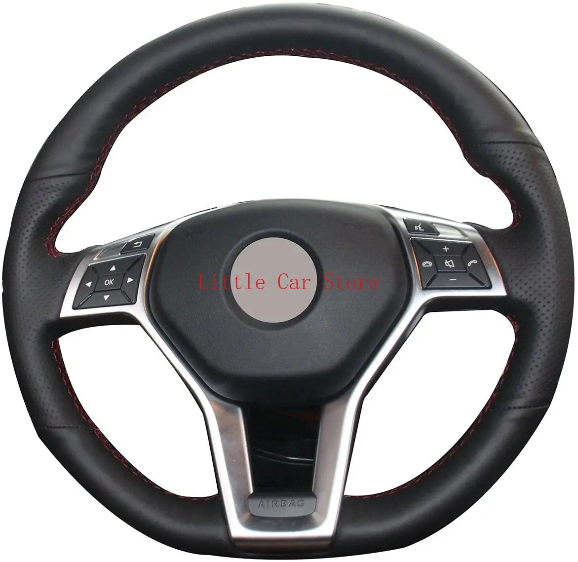 

Black Leather DIY Steering Wheel Cover For Benz C350 C250 C300 CLA250 CLS550 E250 E350 E400 GLA45 AMG SL550 SLK250 SLK300 SLK350