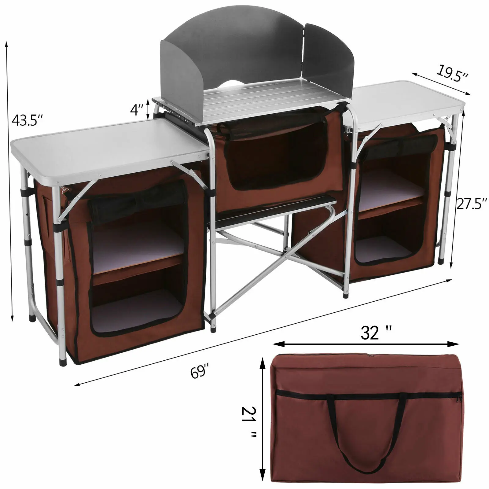VEVOR Multi-Color Camping Kitchen Table/Cabinet Large Sturdy Portable Folding Cooking Storage Rack W/ 1/3 Zippered Bag Outdoors 
VEVOR Multi-Color Camping Kitchen Table/Cabinet Large Sturdy Portable Folding Cooking Storage Rack W/ 1/3 Zippered Bag Outdoors