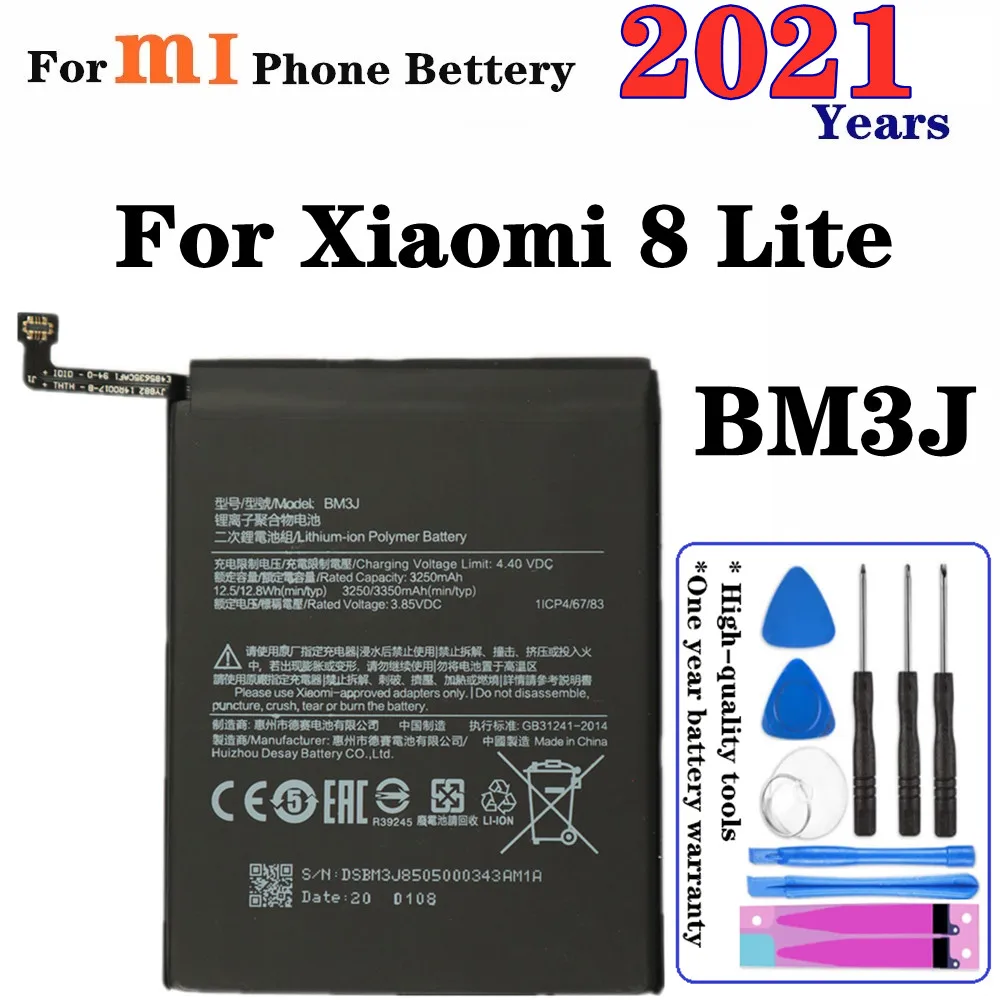 2021 Years 100% Capacity Phone Battery BM3J For Xiaomi 8 Lite MI8 Lite Polymer Replacement Battery 3350mAh With Tools
2021 Years 100% Capacity Phone Battery BM3J For Xiaomi 8 Lite MI8 Lite Polymer Replacement Battery 3350mAh With Tools