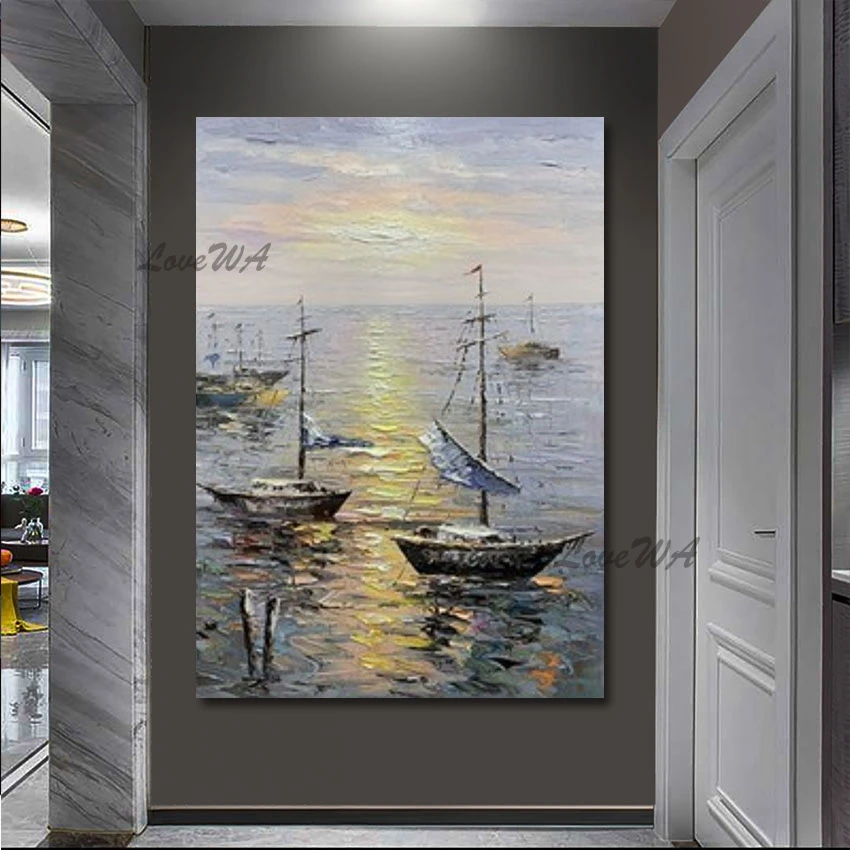 The Seaside Sunset Sailing Boat Abstract Painting 100% Handpainted Canvas Home Decoration Picture For Living Room Unframed
The Seaside Sunset Sailing Boat Abstract Painting 100% Handpainted Canvas Home Decoration Picture For Living Room Unframed