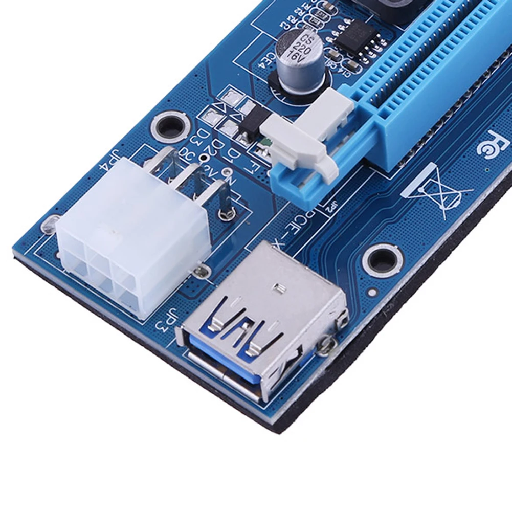 Upgraded Version Compatible Model Bitcoin Mining PCI Express 16X Riser Board with PCI-E 6-Pin Power Supply Port 
Upgraded Version Compatible Model Bitcoin Mining PCI Express 16X Riser Board with PCI-E 6-Pin Power Supply Port