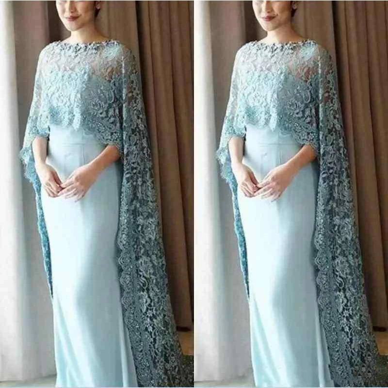 Elegant Dusty Blue Strapless Sheath Wedding Guest Dress Mother Of The Bride Dresses With Lace Cape
Elegant Dusty Blue Strapless Sheath Wedding Guest Dress Mother Of The Bride Dresses With Lace Cape