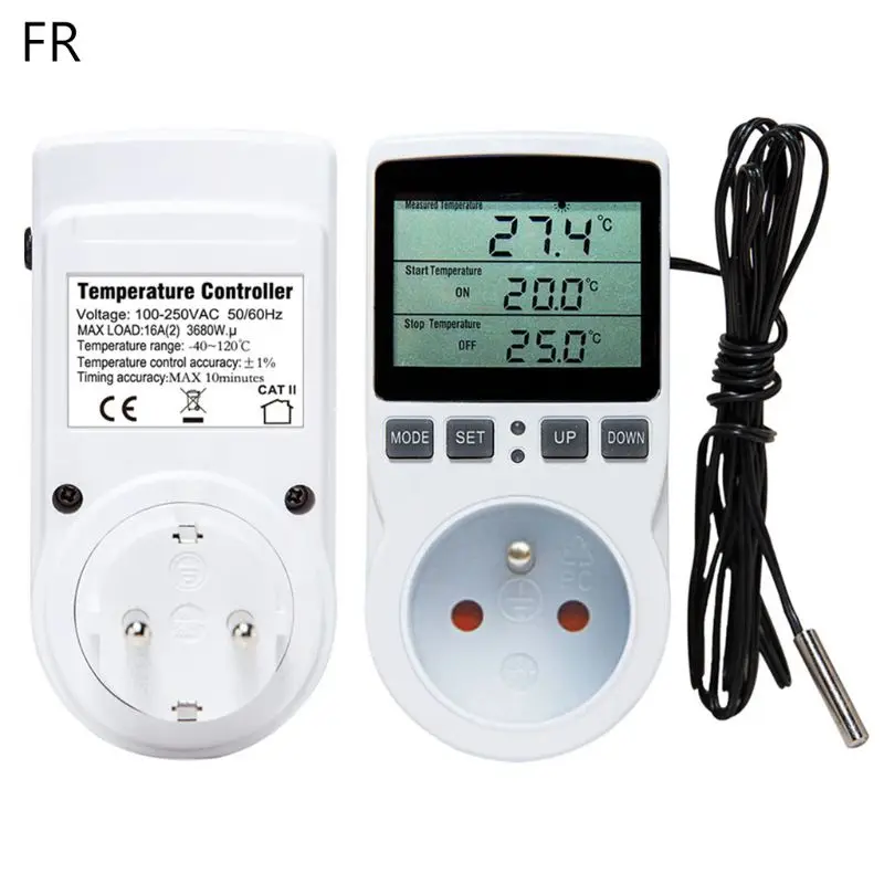 Multi-Function Thermostat Digital Temperature Controller Socket Outlet w/ Timer Switch Sensor Probe Heating Cooling 16A
Multi-Function Thermostat Digital Temperature Controller Socket Outlet w/ Timer Switch Sensor Probe Heating Cooling 16A