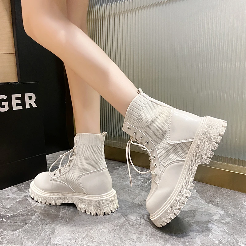 Female Nude Boots Round Shape Thick Heel Middle Tube Front Shoelace Platform Boots Solid Color Polyurethane Punk Goth Boots
Female Nude Boots Round Shape Thick Heel Middle Tube Front Shoelace Platform Boots Solid Color Polyurethane Punk Goth Boots