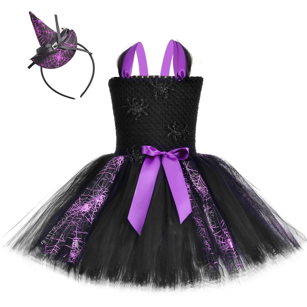 Girls Witch Costume Halloween Spider Witch Tutu Dress Black Purple Fancy Girl Carnival Party Dress Tulle Kids Witch Dress 2-14Y
Girls Witch Costume Halloween Spider Witch Tutu Dress Black Purple Fancy Girl Carnival Party Dress Tulle Kids Witch Dress 2-14Y