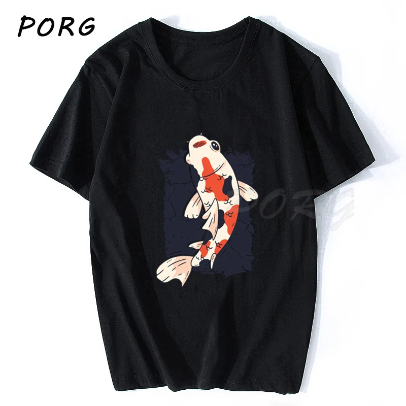Забавная футболка Koi Fish Enso Мужская в стиле Харадзюку Готическая с коротким