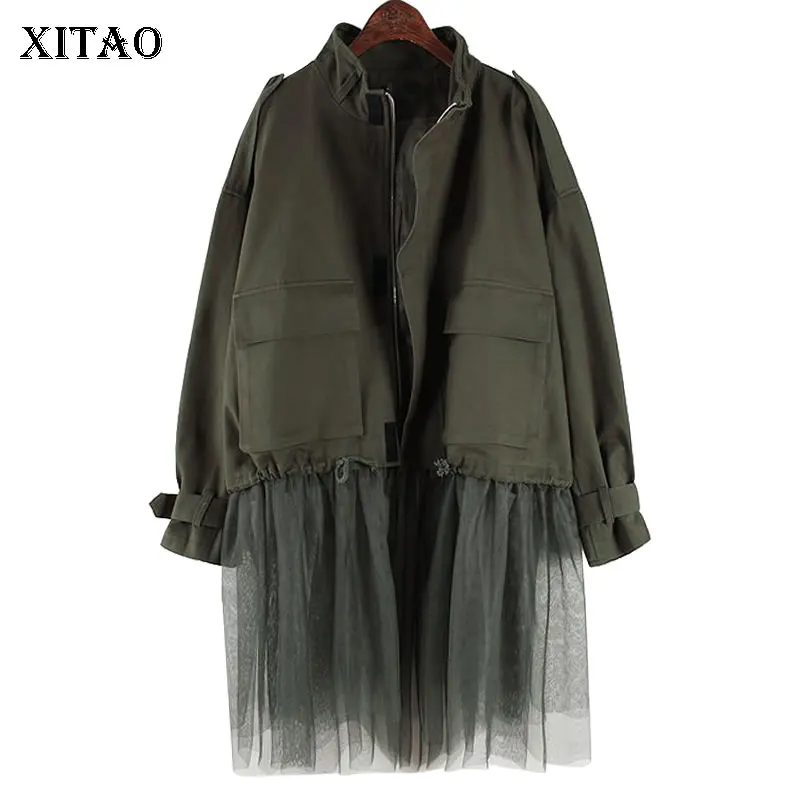 Фото XITAO Плюс Размер Лоскутная сетчатая куртка женская одежда 2019 Мода - купить