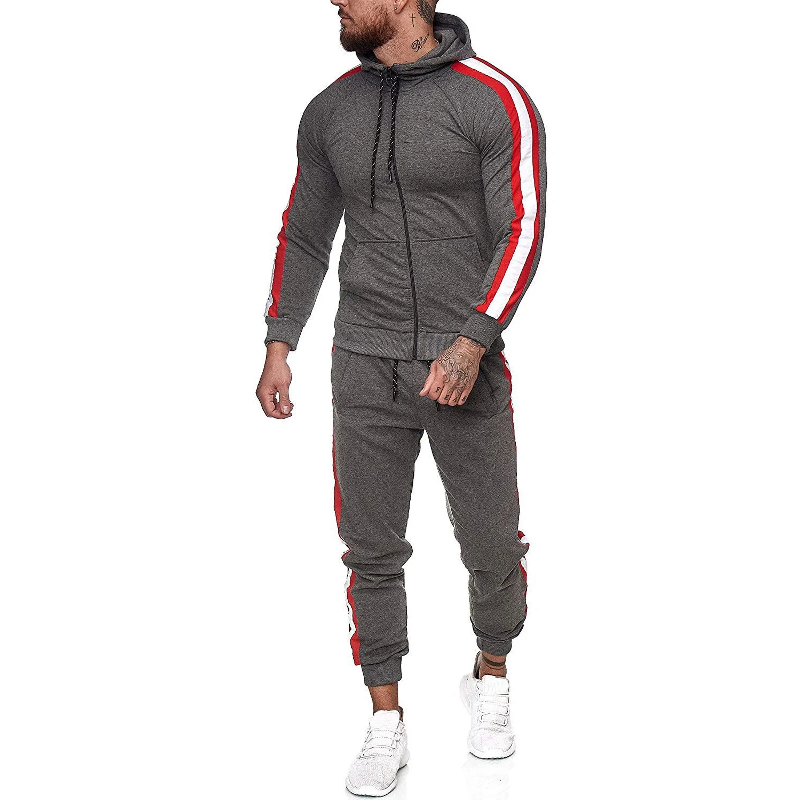 2 Pieces Suit Set, Long Sleeve Hooded Pullover and Long Pants for Men, Red/Black/Dark Gray/Light Gray
2 Pieces Suit Set, Long Sleeve Hooded Pullover and Long Pants for Men, Red/Black/Dark Gray/Light Gray