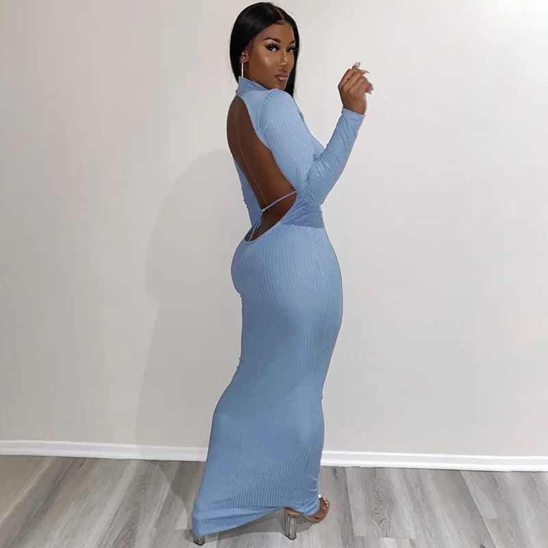 wsevypo Women Sexy Backless Maxi Bodycon Dress Autumn Solid High Collar Long Sleeve Long Ribbed Sheath Dress Club Office Wear
wsevypo Women Sexy Backless Maxi Bodycon Dress Autumn Solid High Collar Long Sleeve Long Ribbed Sheath Dress Club Office Wear