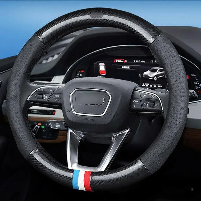 Black Carbon fiber Car Non-slip Leather Car Steering Wheel Cover Car Assessoires
Black Carbon fiber Car Non-slip Leather Car Steering Wheel Cover Car Assessoires