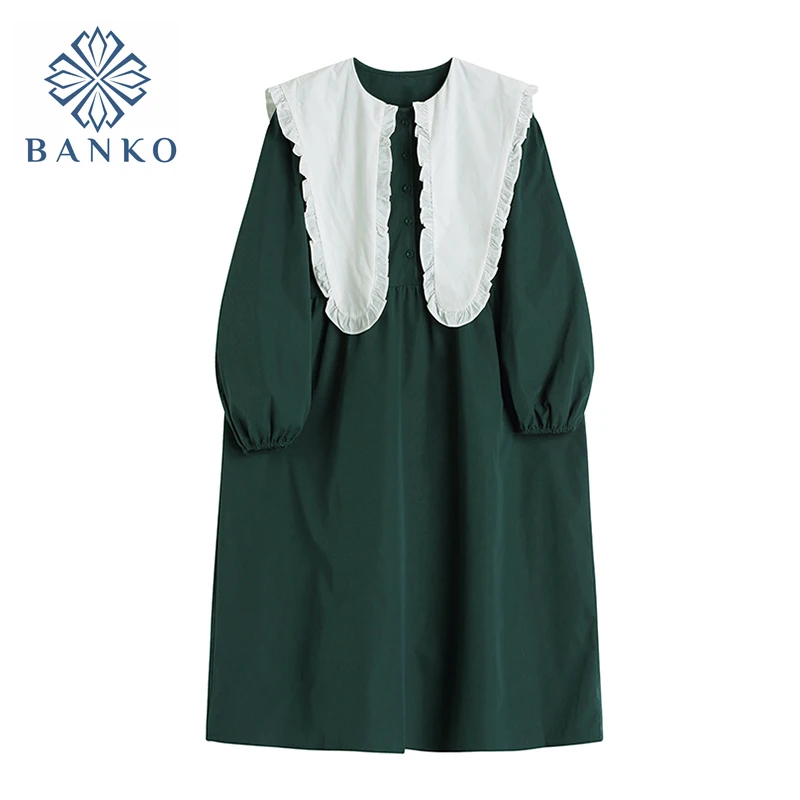 Women Fashion Dress Sweet Peter Pan Collar Oversized Vintage Korean High-waisted Skirt Long Sleeve Dress Autumn Big Swing A-line
Women Fashion Dress Sweet Peter Pan Collar Oversized Vintage Korean High-waisted Skirt Long Sleeve Dress Autumn Big Swing A-line