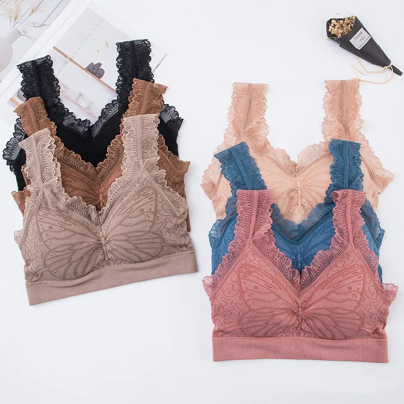 Женский кружевной бесшовный бюстгальтер CHRLEISURE, мягкое удобное нижнее белье без косточек с бабочками
Женский кружевной бесшовный бюстгальтер CHRLEISURE, мягкое удобное нижнее белье без косточек с бабочками