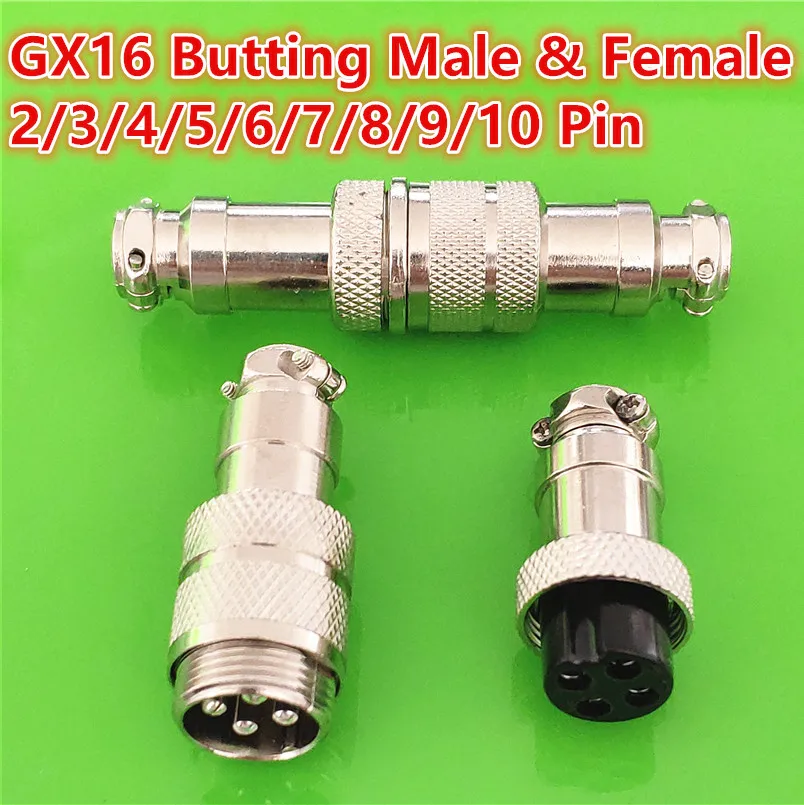 

1set GX16 Butting Docking Male & Female 16mm Circular Aviation Socket Plug 2/3/4/5/6/7/8/9/10 Pin Wire Panel Connectors